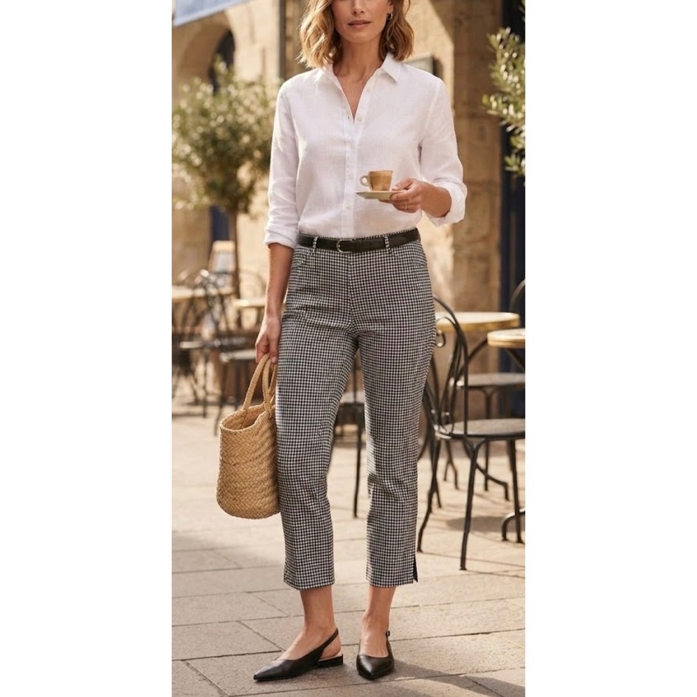 Lane Bryant Womens Gingham Ankle Pants Black White Check Plus Size 20‎ Office